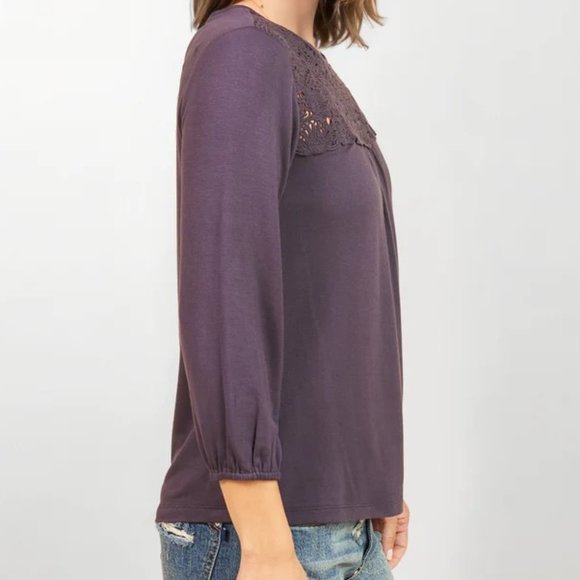 NWT Daniel Rainn Sevyn Knit Blouse with Lace - Picture 4 of 4